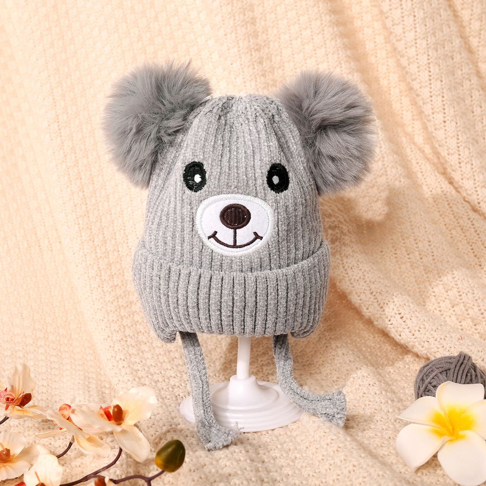 Baby / Toddler Cute Cartoon Bear Warm Plush Ear Protection Beanie Hat Grey big image 4
