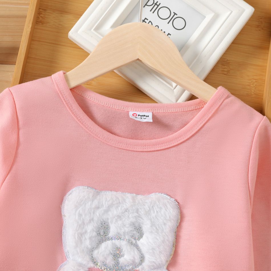 Criança Menina Estampado animal Pullover Sweatshirt Rosa big image 3