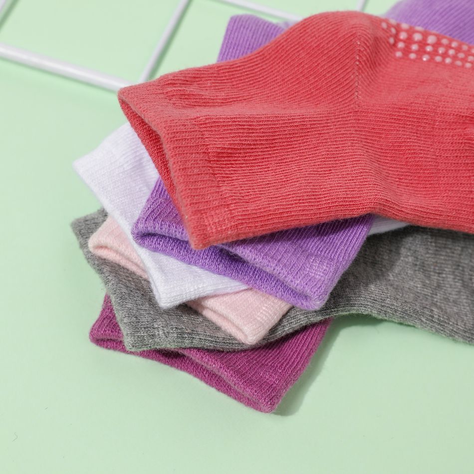 6-pack Baby / Toddler Pure Color Floor Non-slip Glue Socks Light Pink big image 4