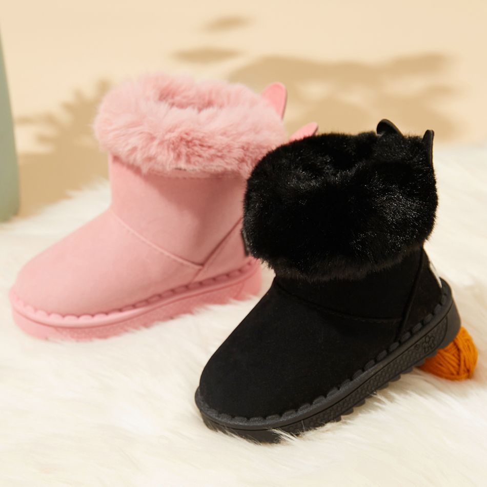Toddler / Kid Pure Color Fuzzy Fleece Snow Boots Pink big image 2