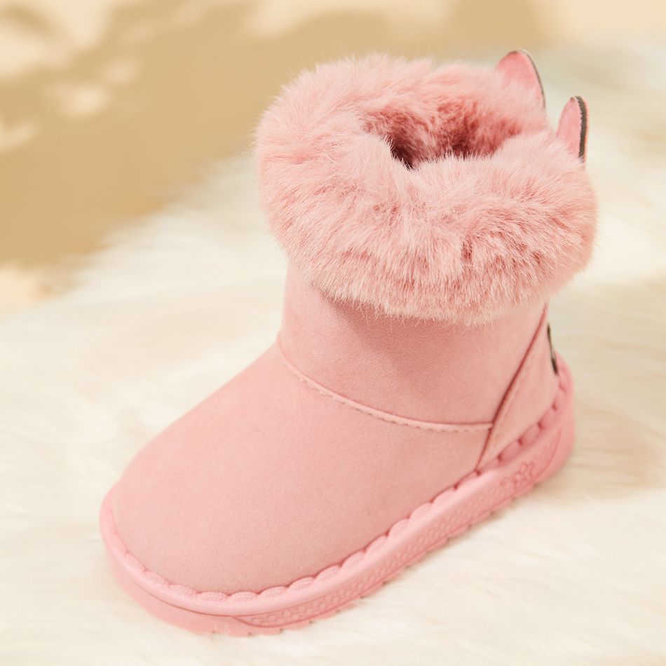 Toddler / Kid Pure Color Fuzzy Fleece Snow Boots Pink big image 5