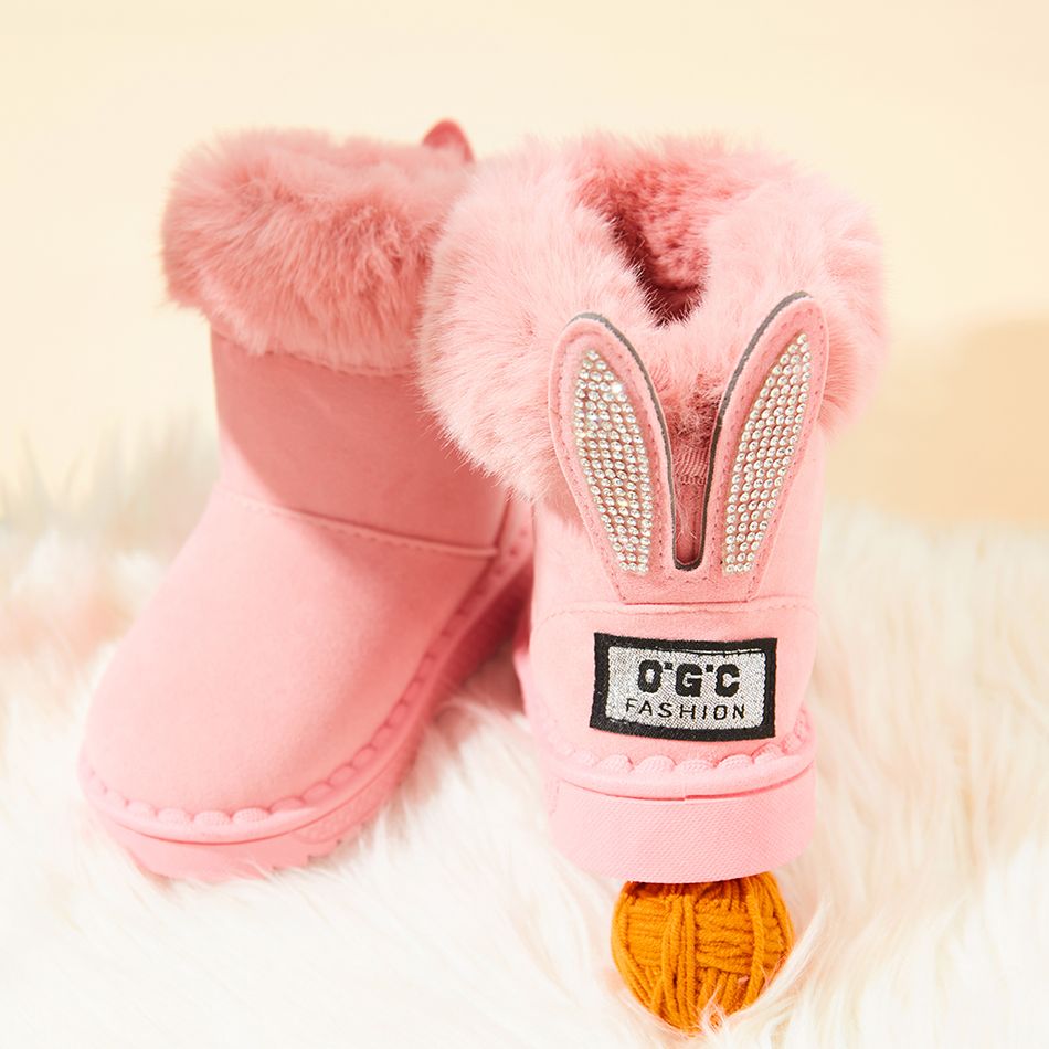 Toddler / Kid Pure Color Fuzzy Fleece Snow Boots Pink big image 4