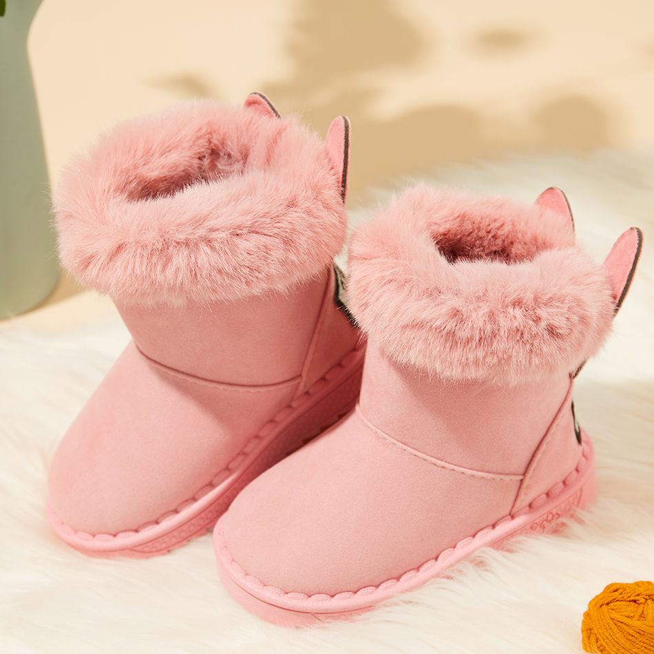 Toddler / Kid Pure Color Fuzzy Fleece Snow Boots Pink