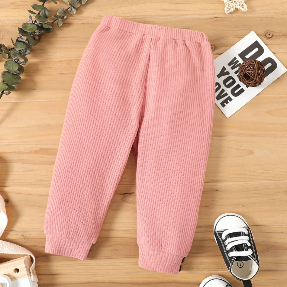 Baby Boy/Girl 95% Cotton Waffle Joggers Sweatpants Dark Pink big image 3