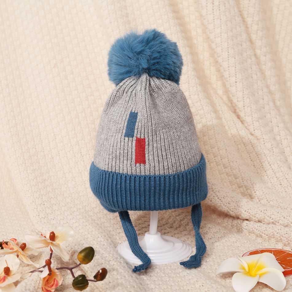 Baby / Toddler Two Tone Warm Plush Knit Beanie Hat Blue big image 4
