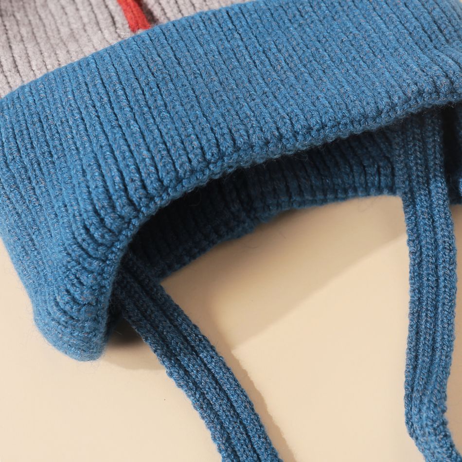 Baby / Toddler Two Tone Warm Plush Knit Beanie Hat Blue big image 5