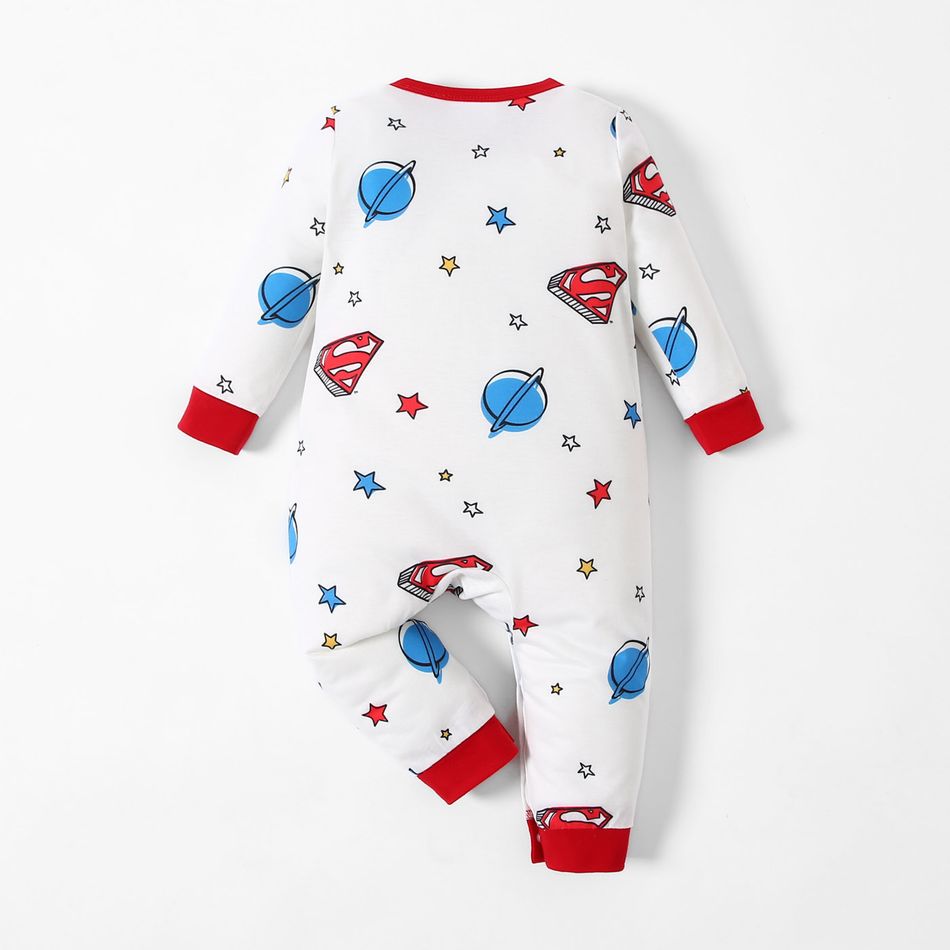 Superman Baby Boy /Girl Logo Stars Allover Jumpsuit White big image 2