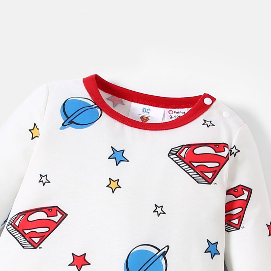 Superman Baby Boy /Girl Logo Stars Allover Jumpsuit White big image 3