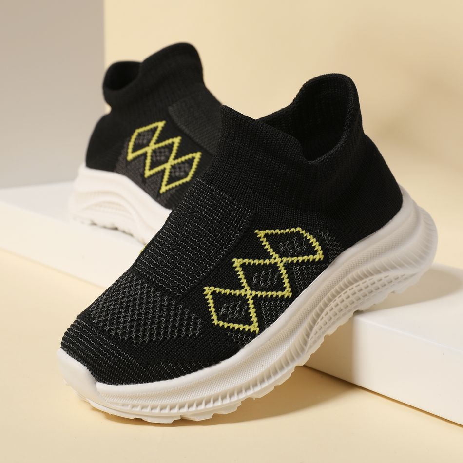 Toddler / Kid Geometric Graphic Slip-on Breathable Mesh Sneakers Black