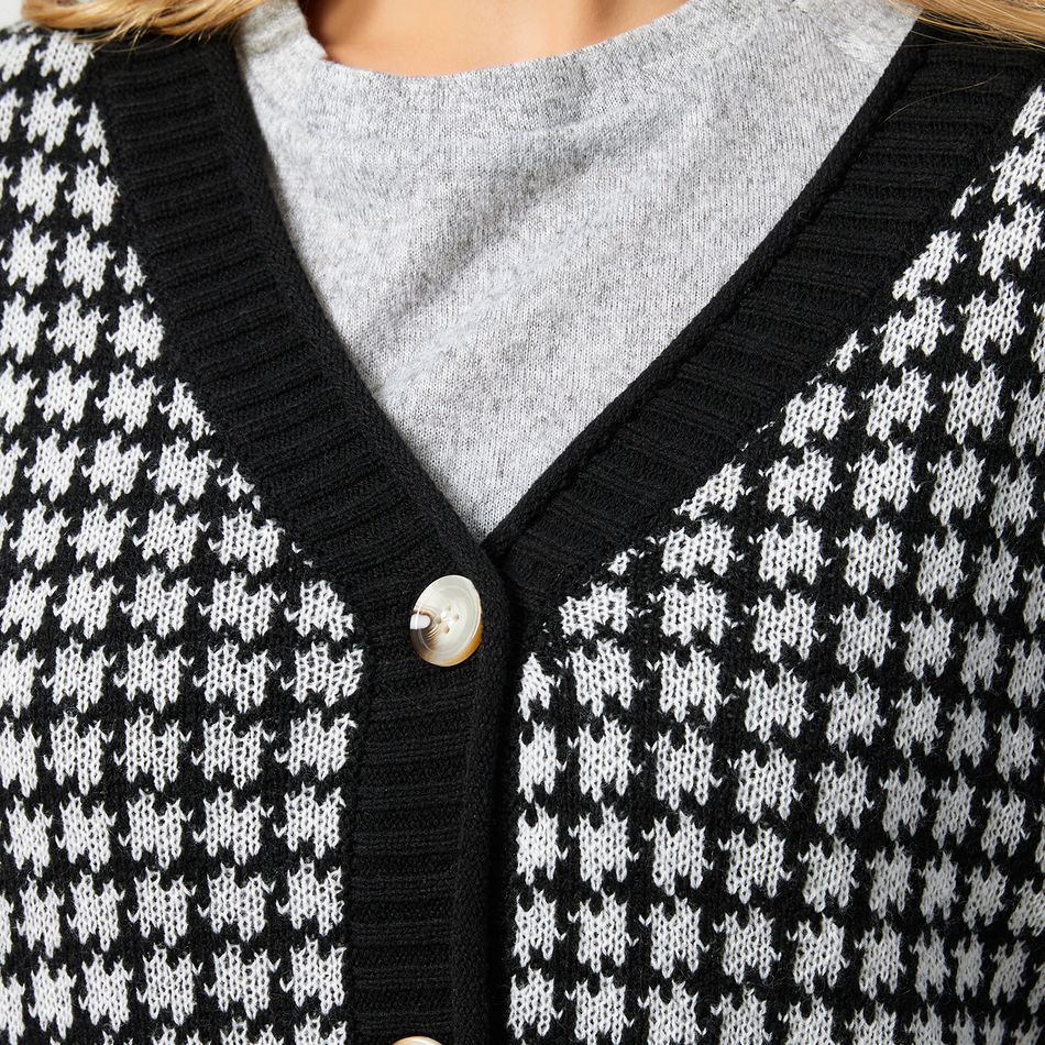suéter tricotado com estampa houndstooth Preto