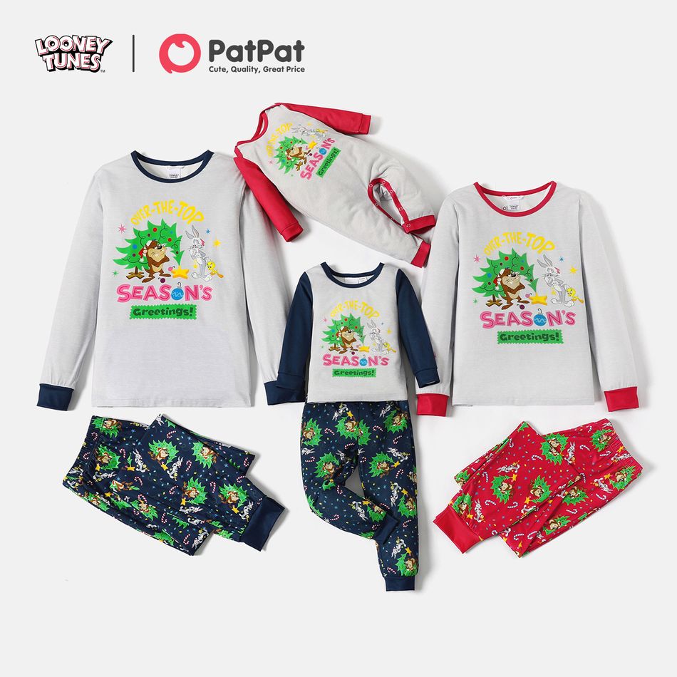 Looney Tunes Family Matching Christmas Tree Top and Allover Pants Pajamas Sets MiddleAsh