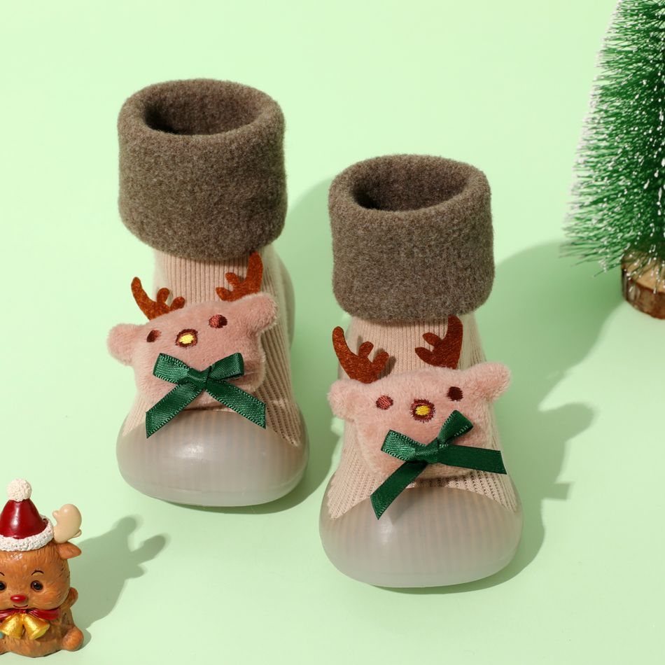 Baby / Toddler Christmas Elk Cartoon Sock Shoes Prewalker Shoes Khaki big image 3