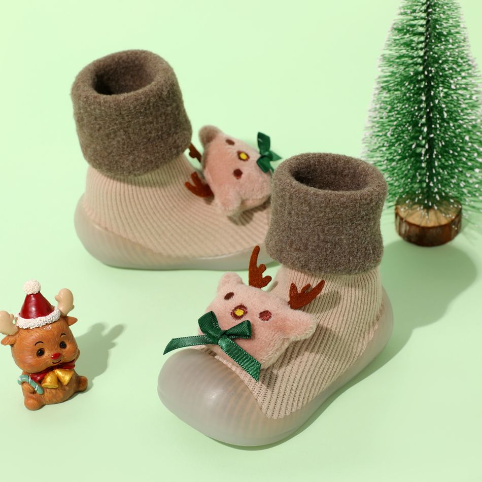 Baby / Toddler Christmas Elk Cartoon Sock Shoes Prewalker Shoes Khaki