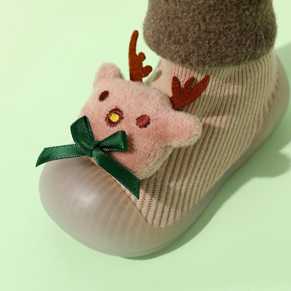 Baby / Toddler Christmas Elk Cartoon Sock Shoes Prewalker Shoes Khaki big image 4