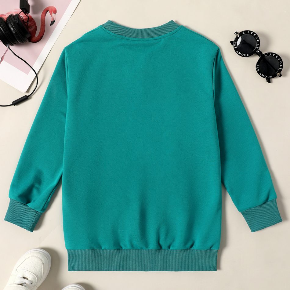 Kid Boy/Kid Girl Casual Solid Color Pullover Sweatshirt Turquoise big image 2