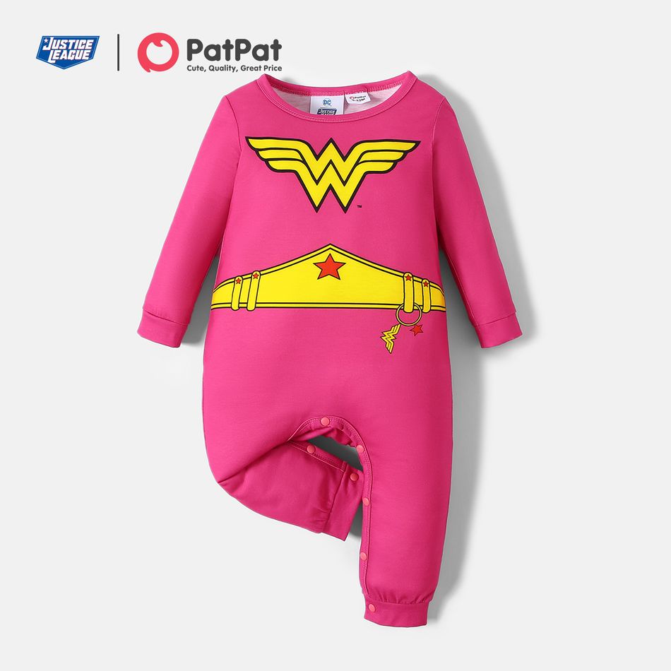 Justice League Baby Boy/Girl Super Heroes Logo Jumpsuit Pink big image 1