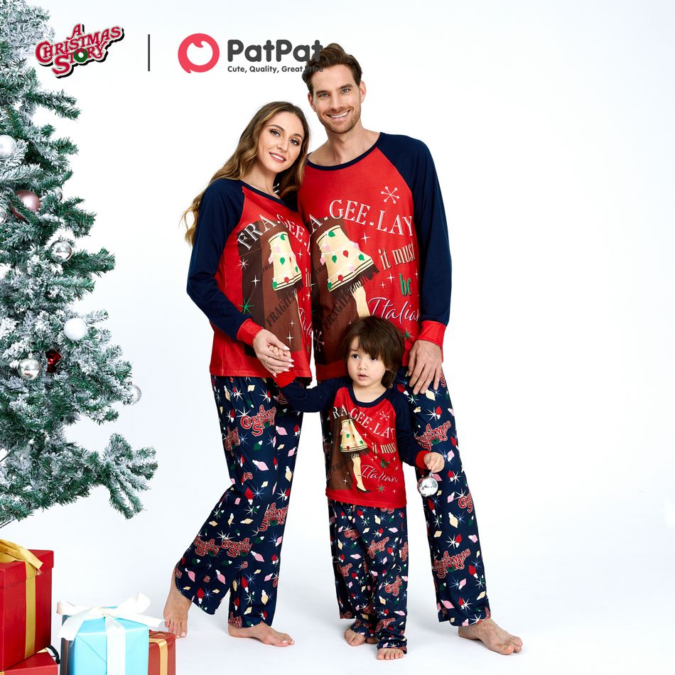A Christmas Story Family Matching Christmas Stars Fra Gee Lay Top and Allover Pants Pajamas Sets Red