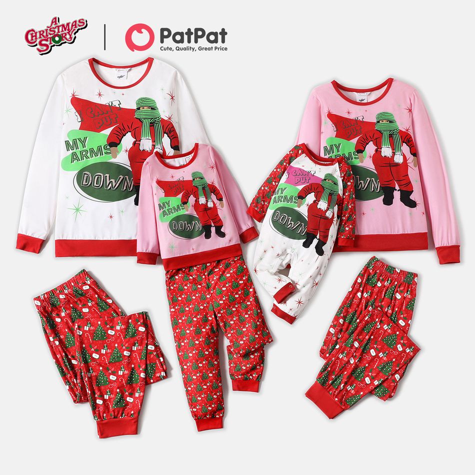 A Christmas Story Family Matching Christmas Big Graphic Top and  Allover Pants Pajamas Sets Red