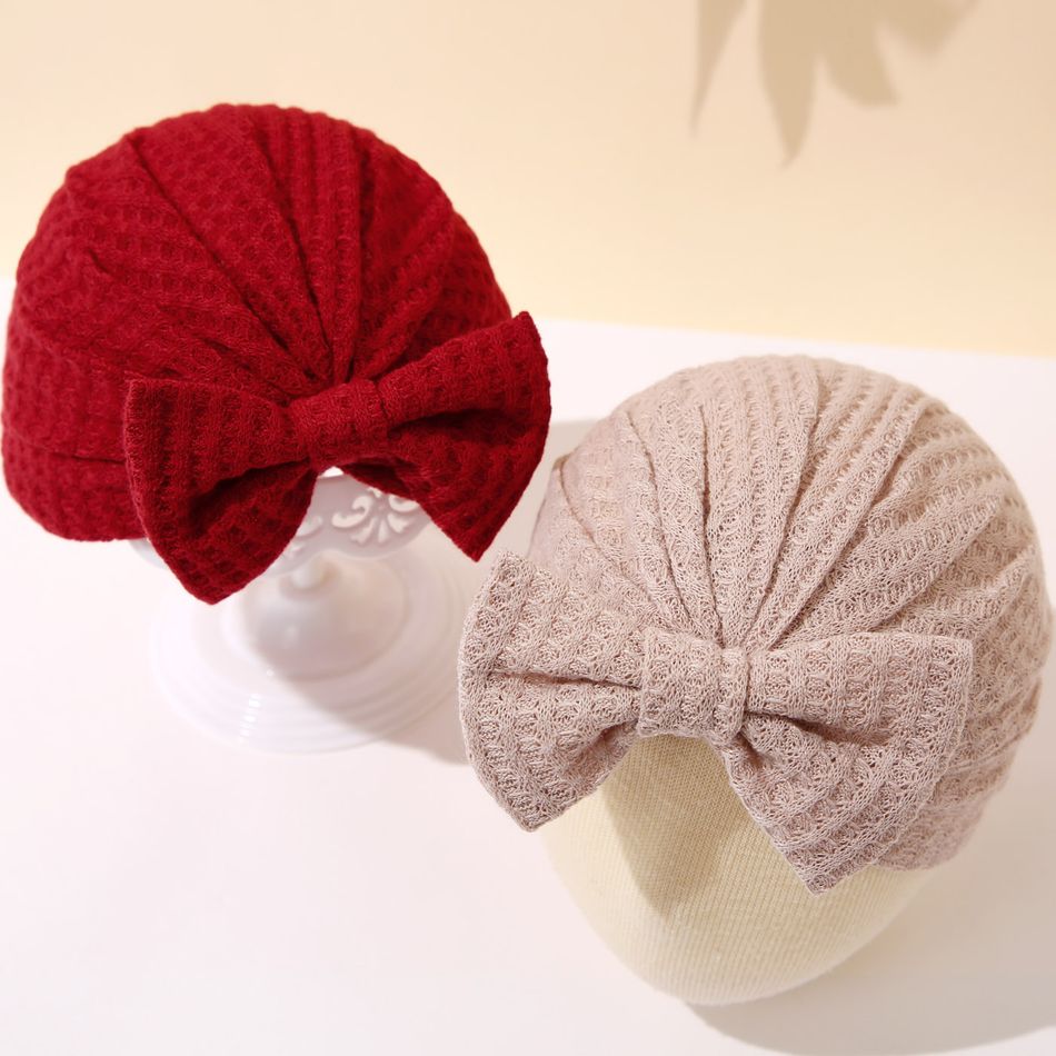 2-pack Baby / Toddler Solid Color Bow Decor Knit Beanie Hat Multi-color big image 1