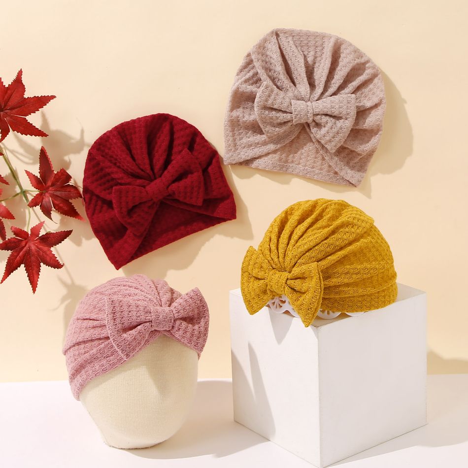 2-pack Baby / Toddler Solid Color Bow Decor Knit Beanie Hat Multi-color big image 5