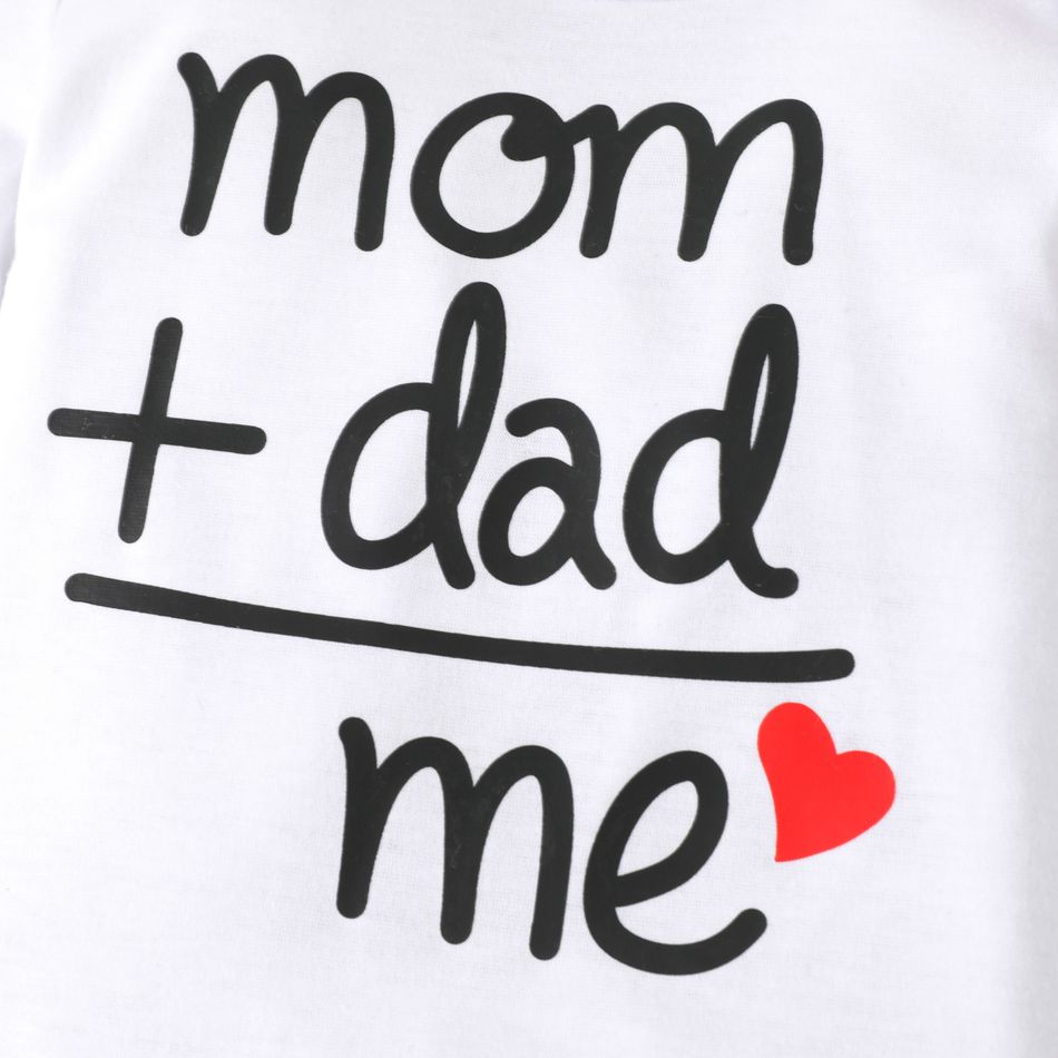 2pcs Baby Girl Letter and Love Heart Print Long-sleeve Romper with Trousers Set White big image 4