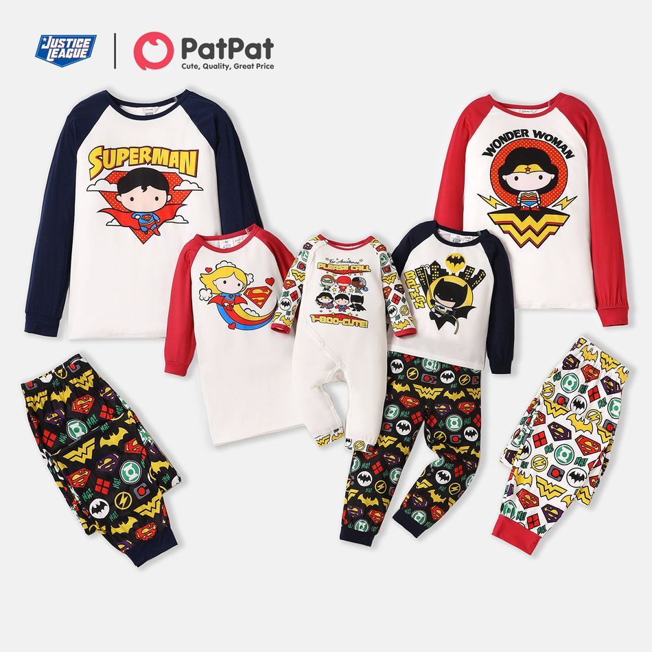 Justice League Family Matching Super Heroes Top and Allover Pants Pajamas Sets Colorful