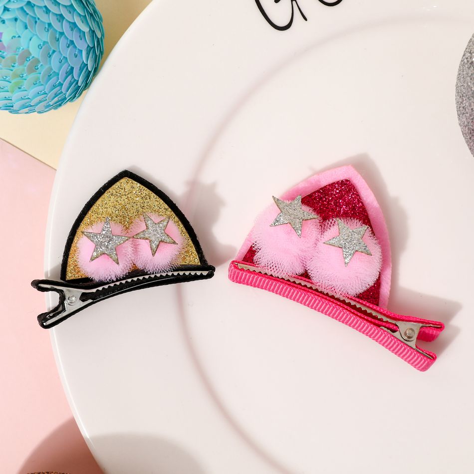 Conjunto de 4 lantejoulas orelhas de animal orelhas de coelho grampo de cabelo acessórios de cabelo para meninas Rosa big image 6