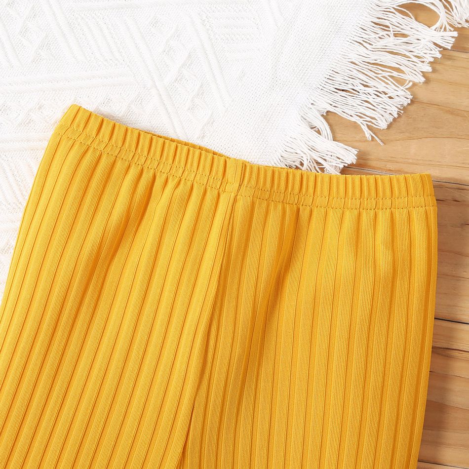 Bebé Menina Bordas em forma de sino Bonito Leggings/Slim-fit/Bootcut Amarelo big image 3