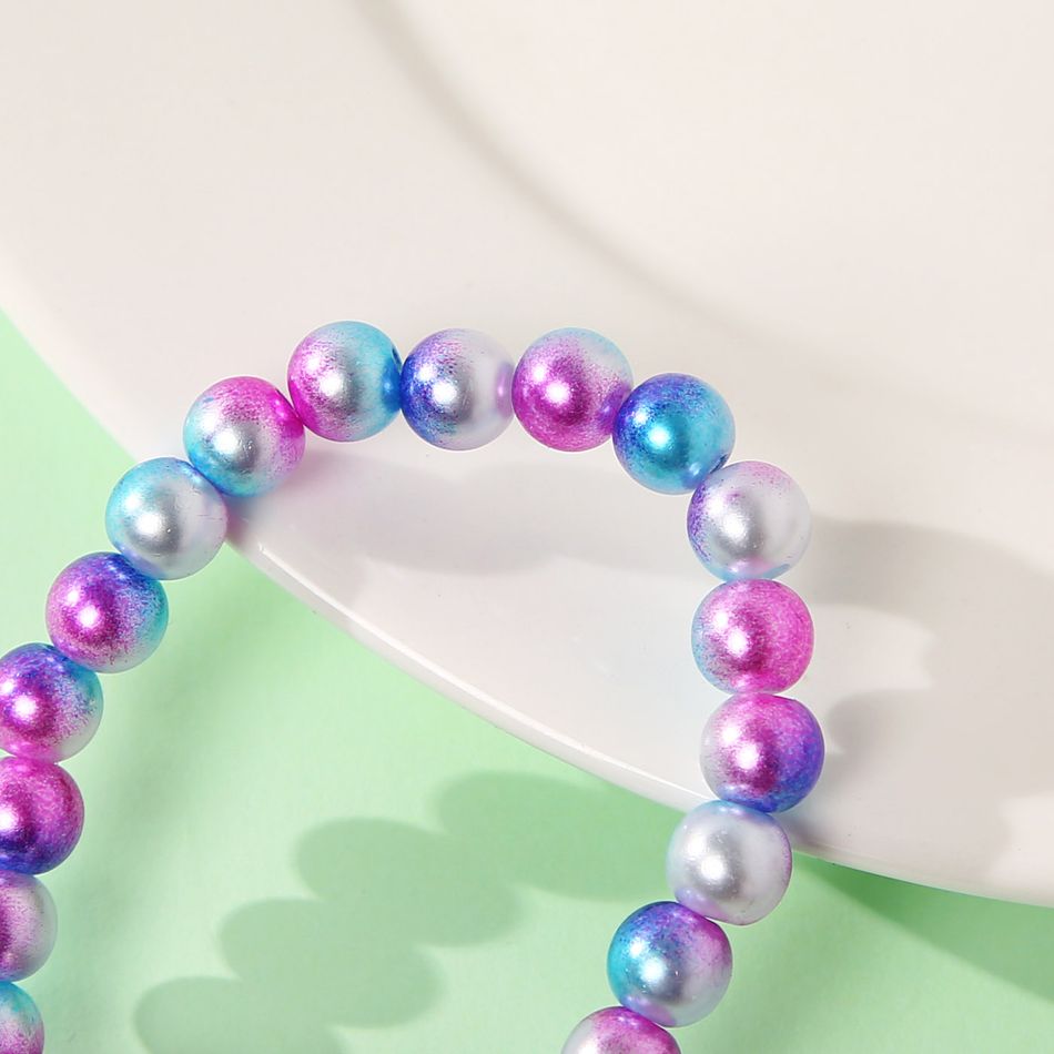 Toddler Cartoon Unicorn Colorful Beaded Bracelet Purple big image 4