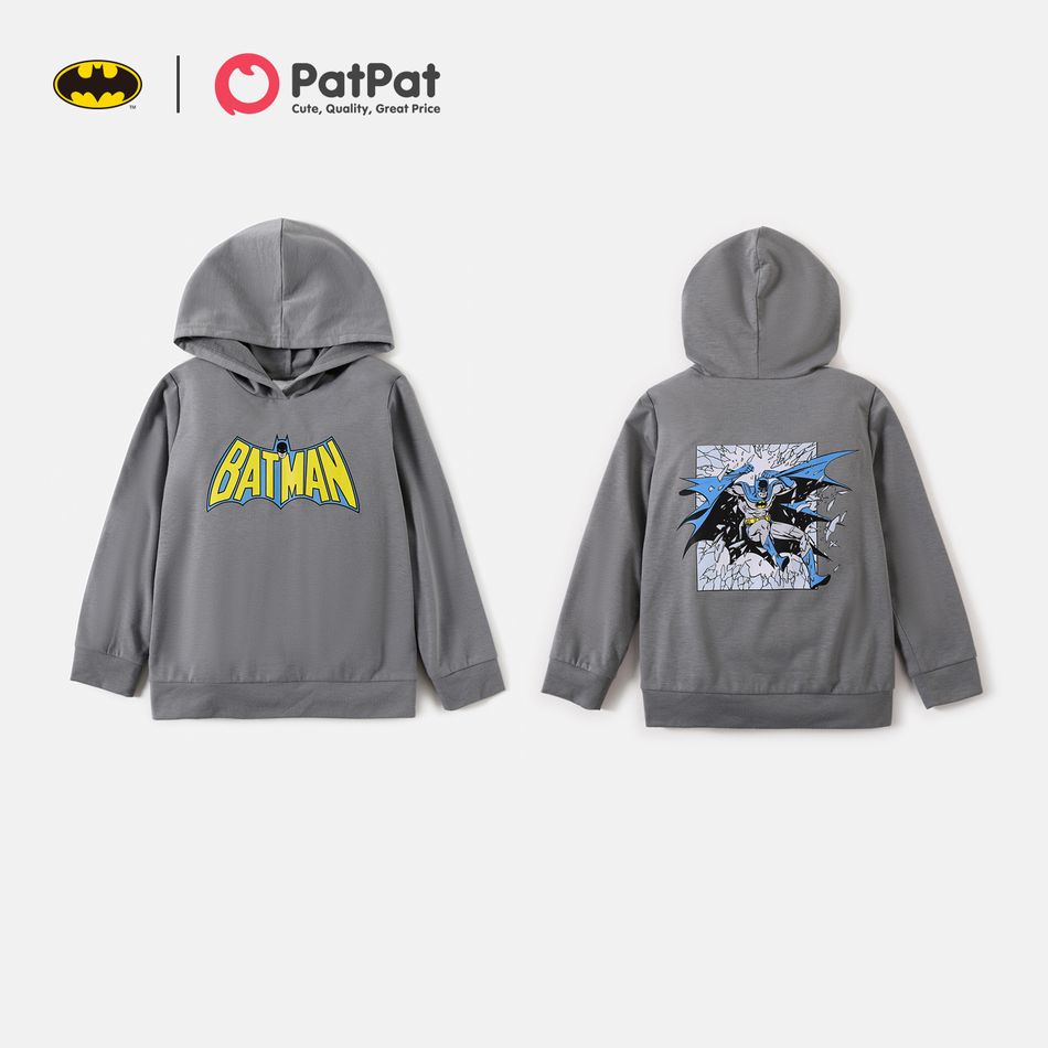 Batman Kids Boy Long-sleeve Solid Hooded Sweatshirt Grey