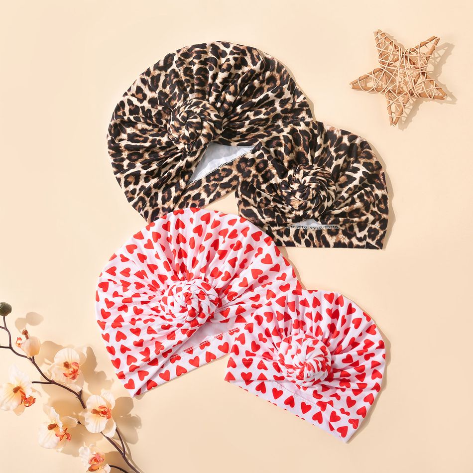 chapéus de malha com estampa de leopardo e coração para mamãe e eu Vermelho big image 2