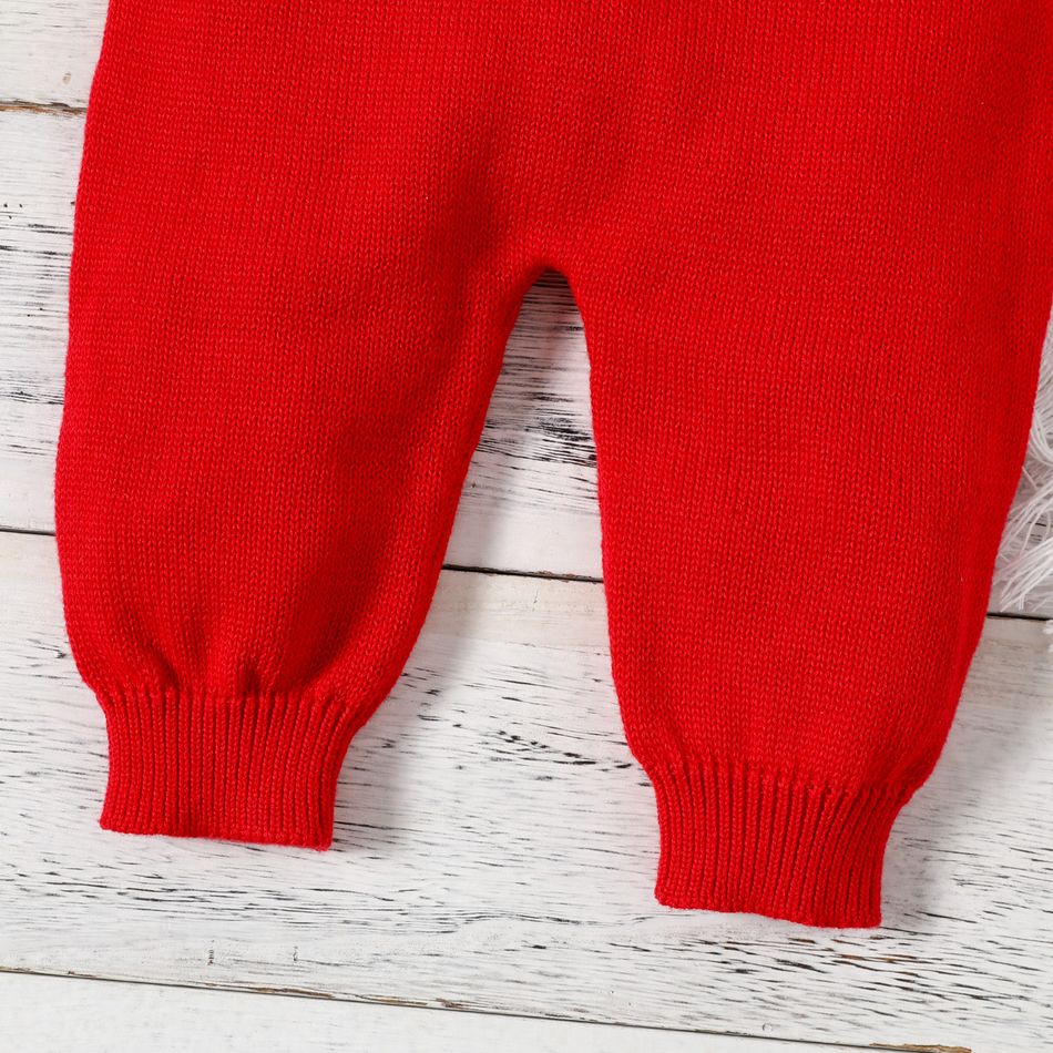 Baby Boy/Girl Solid Knitted Sleeveless Jumpsuit Overalls Red big image 6