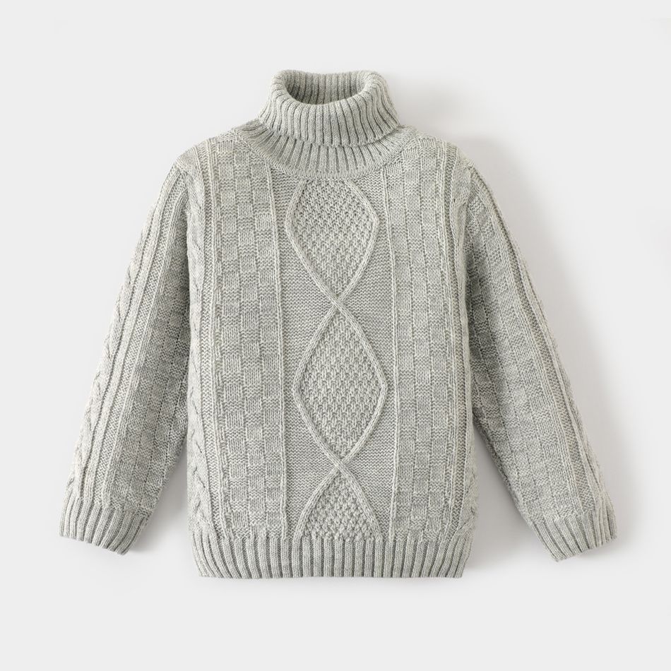 Family Matching Solid Cable Knit Turtleneck Long-sleeve Pullover Sweaters ColorBlock big image 7