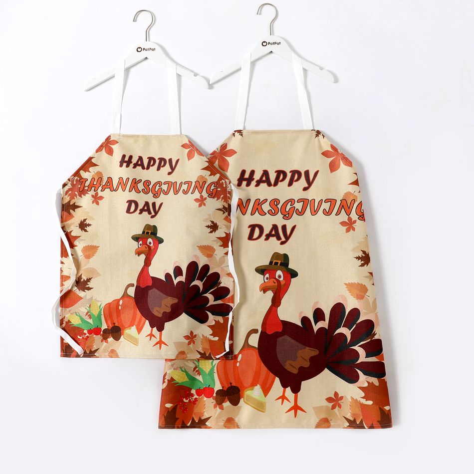 Thanksgiving Turkey Print Apron for Mom and Me Champagne big image 3