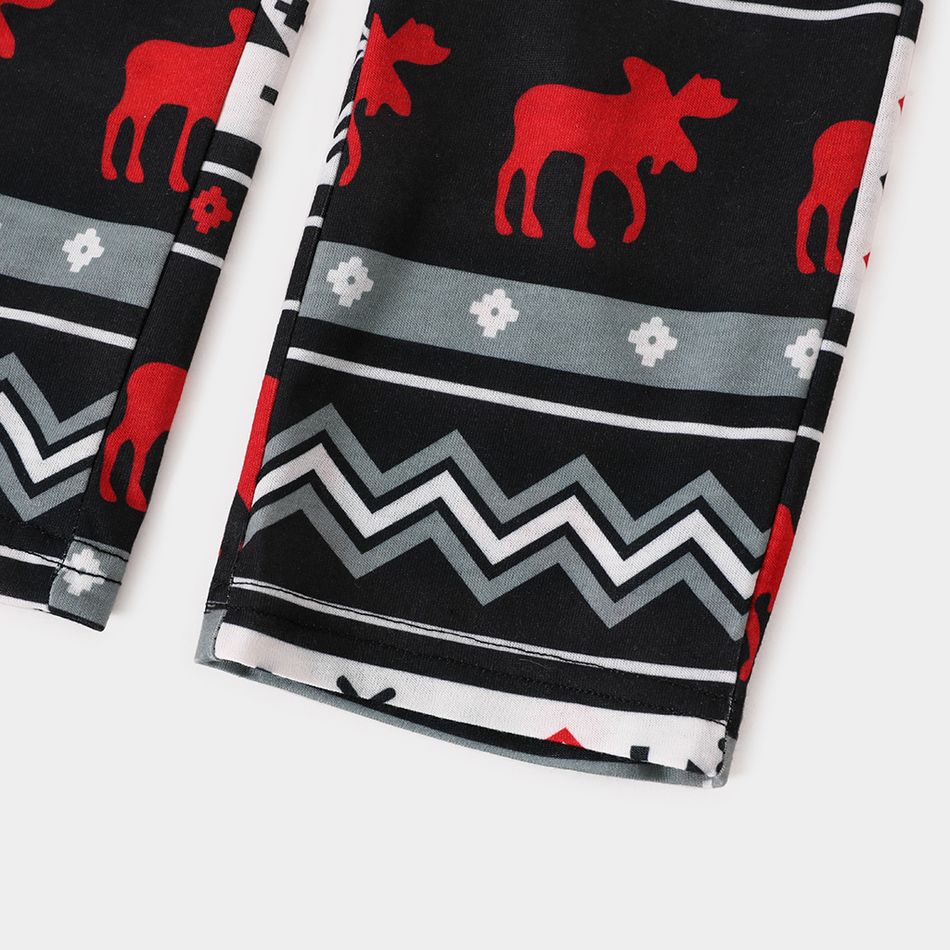 Christmas Reindeer and Letter Print Family Matching Black Raglan Long-sleeve Pajamas Sets (Flame Resistant) Color block big image 9