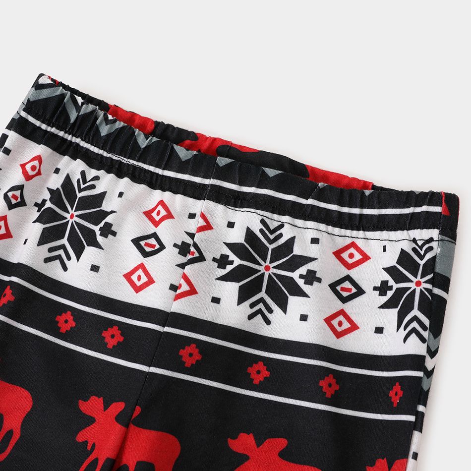 Christmas Reindeer and Letter Print Family Matching Black Raglan Long-sleeve Pajamas Sets (Flame Resistant) Color block big image 8