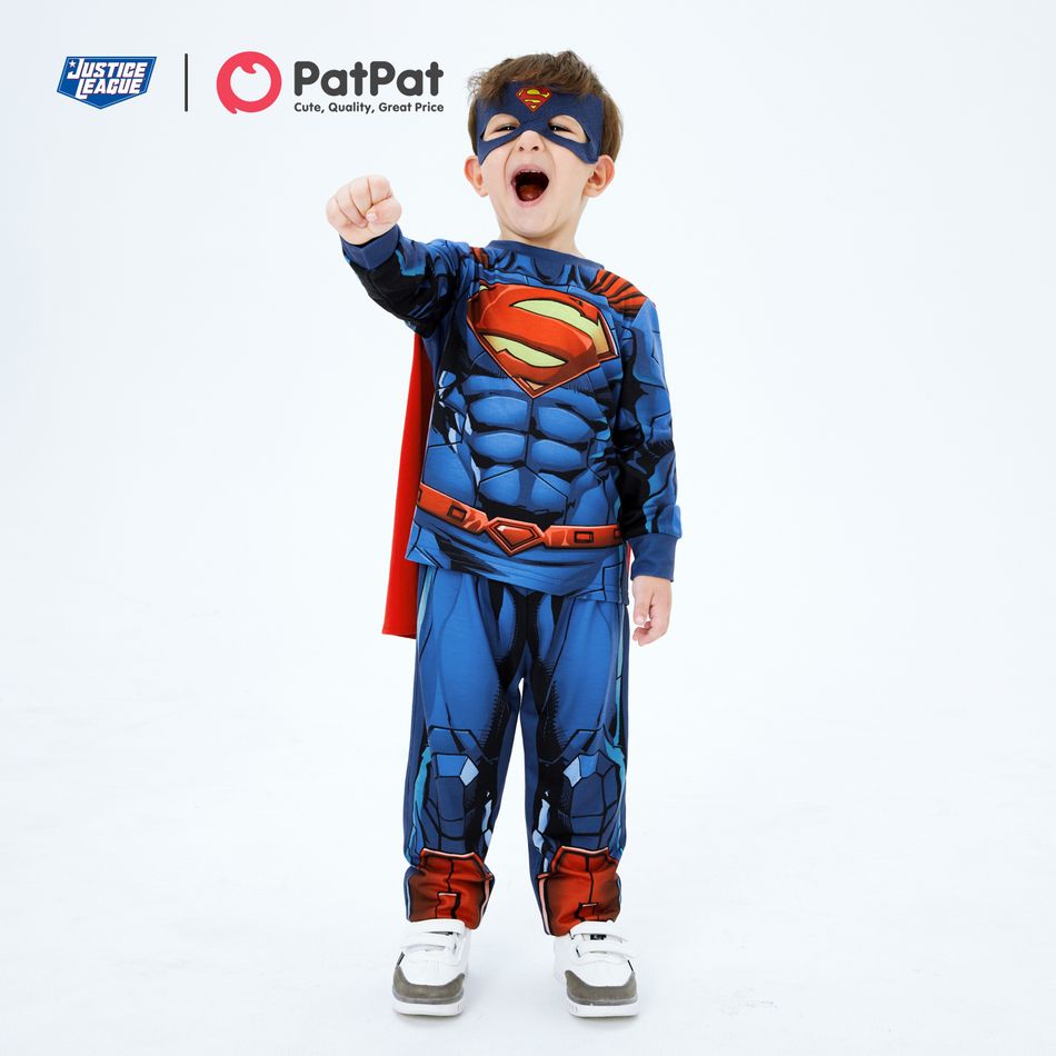 Justice League 3-piece Toddler Boy Super Heroes  Cosplay Costume Set with Cloak and Face Mask Blue big image 1