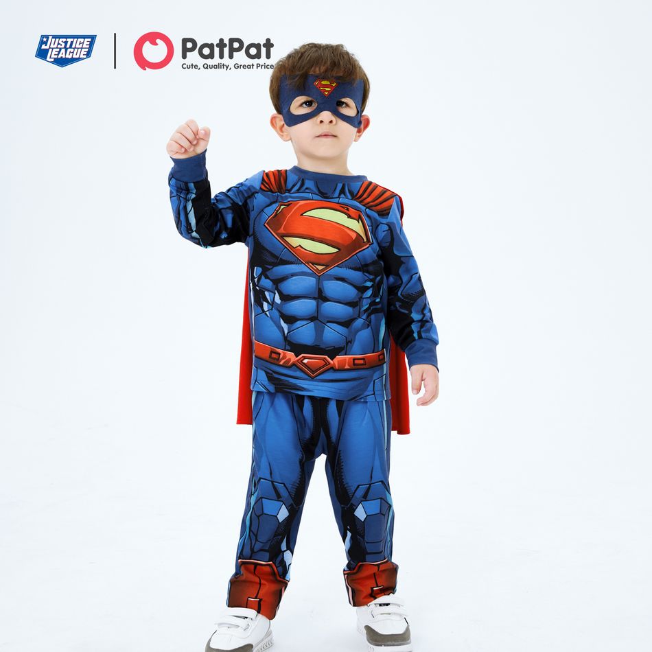 Justice League 3-piece Toddler Boy Super Heroes Cosplay Costume Set with Cloak and Face Mask Blue big image 4