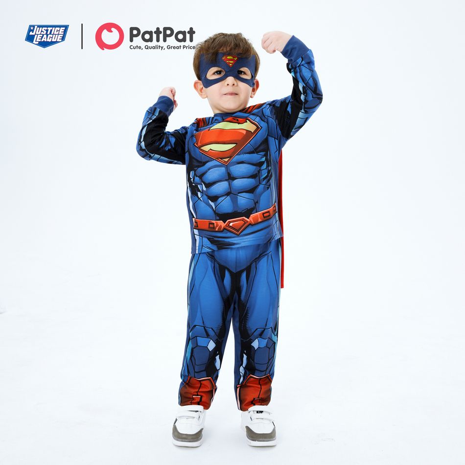 Justice League 3-piece Toddler Boy Super Heroes  Cosplay Costume Set with Cloak and Face Mask Blue big image 2