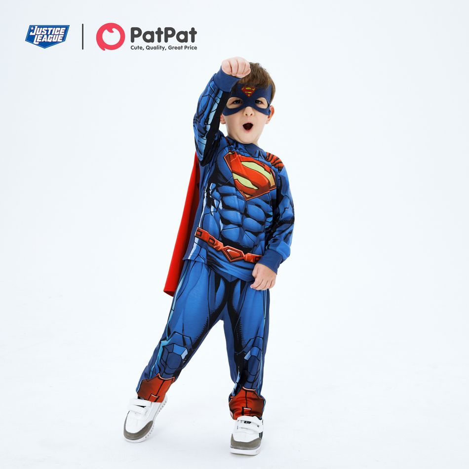 Justice League 3-piece Toddler Boy Super Heroes Cosplay Costume Set with Cloak and Face Mask Blue big image 6