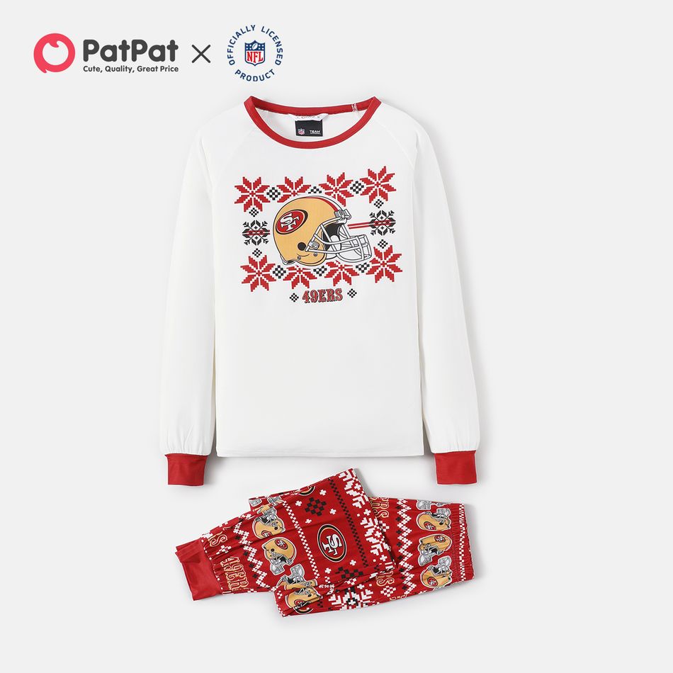 NFL Family Matching Graphic Pajamas Top and Allover Pants (San Francisco 49ers) REDWHITE big image 2