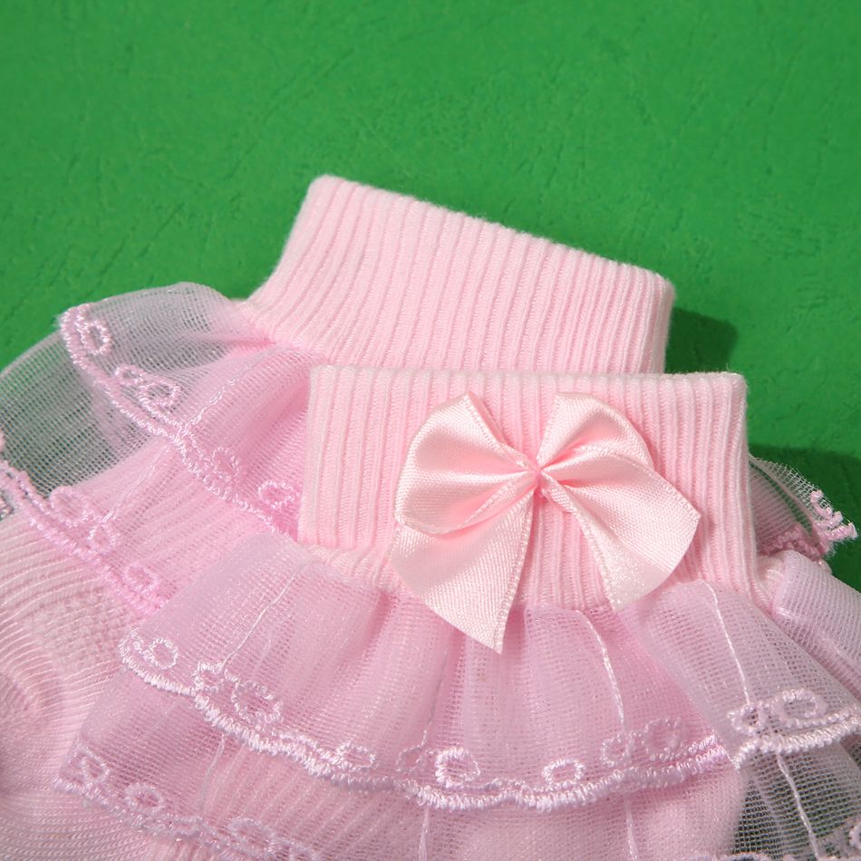 meias de renda de cor pura bebê / criança / criança para meninas Rosa big image 3