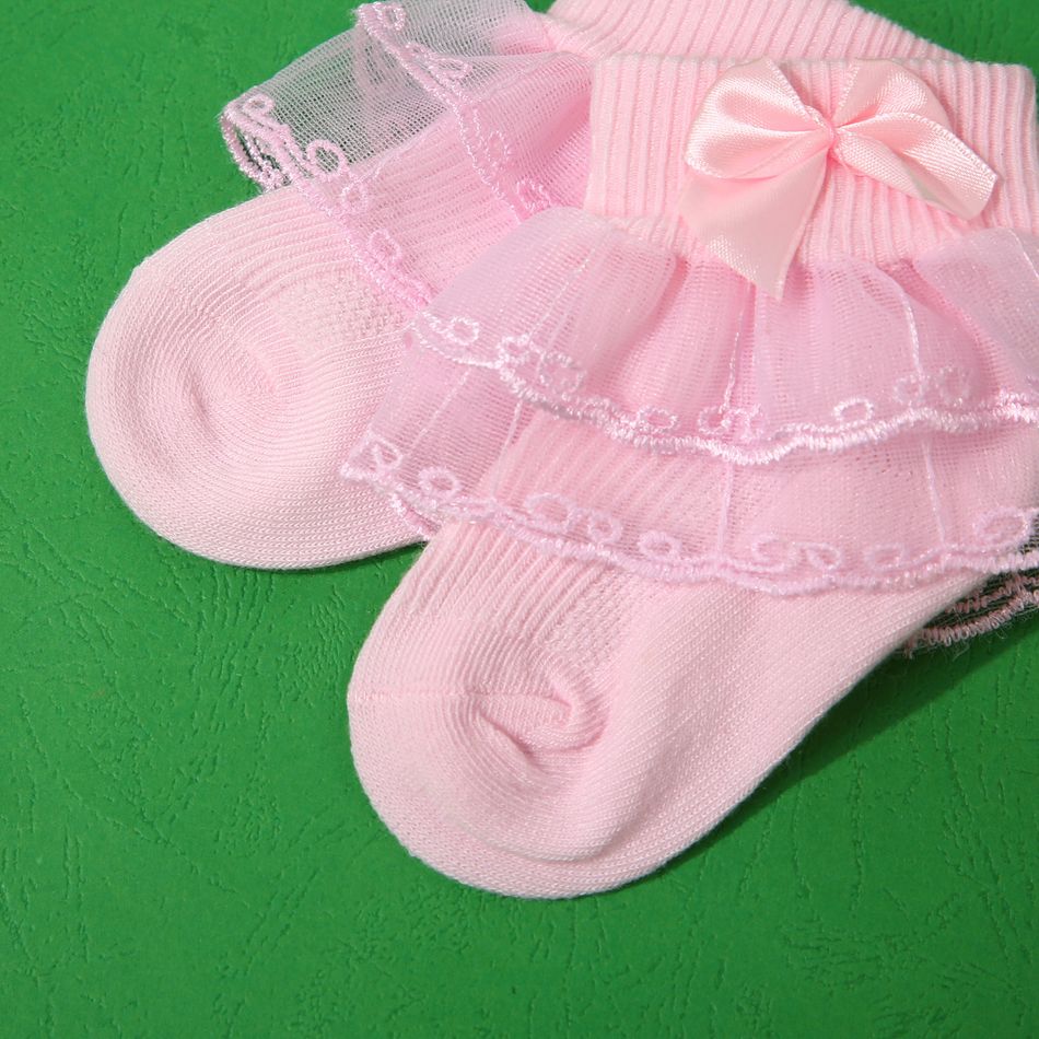 Baby / Toddler / Kid Pure Color Lace Trim Socks for Girls Pink