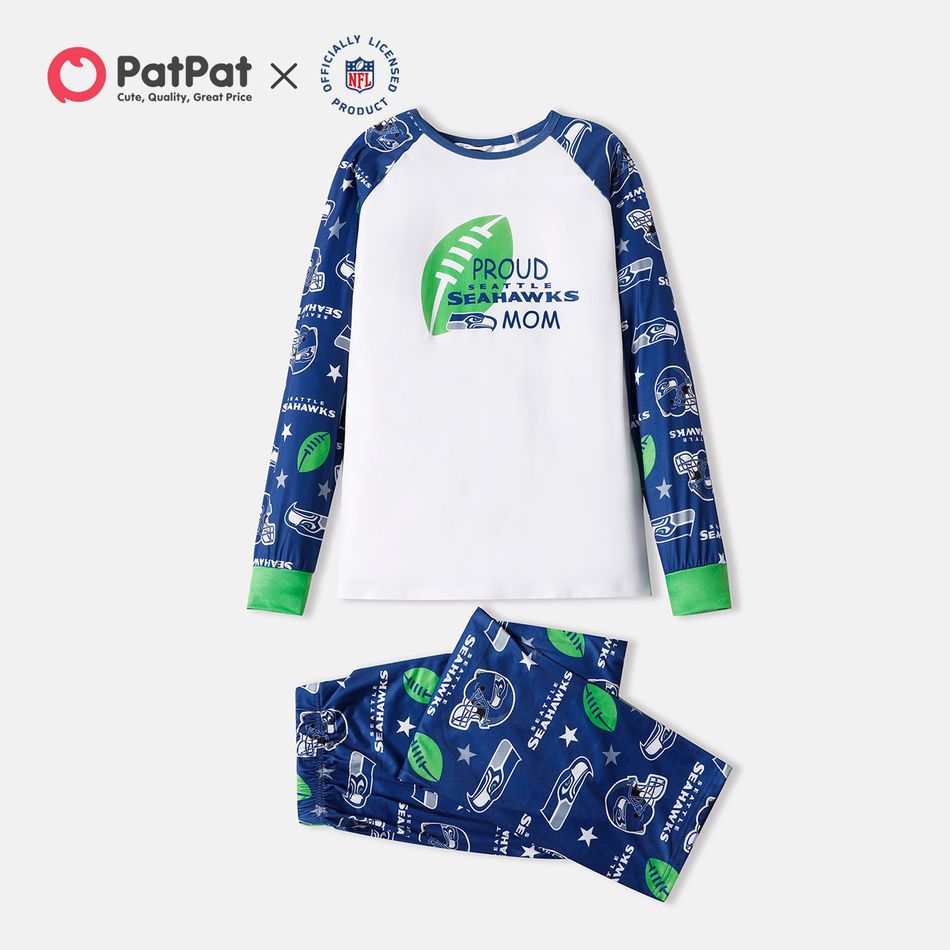 طقم بيجاما من nfl مناسب للعائلة من مجموعة seahawks colorblock وكل انحاء السراويل أزرق big image 4