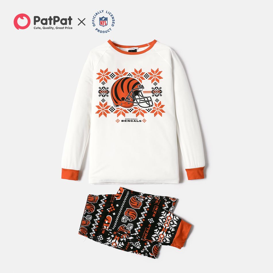 NFL Family Matching Graphic Top and Allover Pants Pajamas Sets (Cincinnati Bengals) DarkOrange big image 2