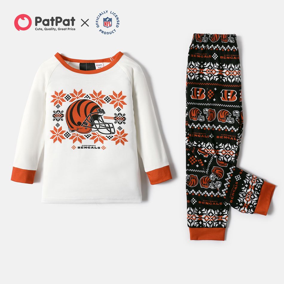 NFL Family Matching Graphic Top and Allover Pants Pajamas Sets (Cincinnati Bengals) DarkOrange big image 4