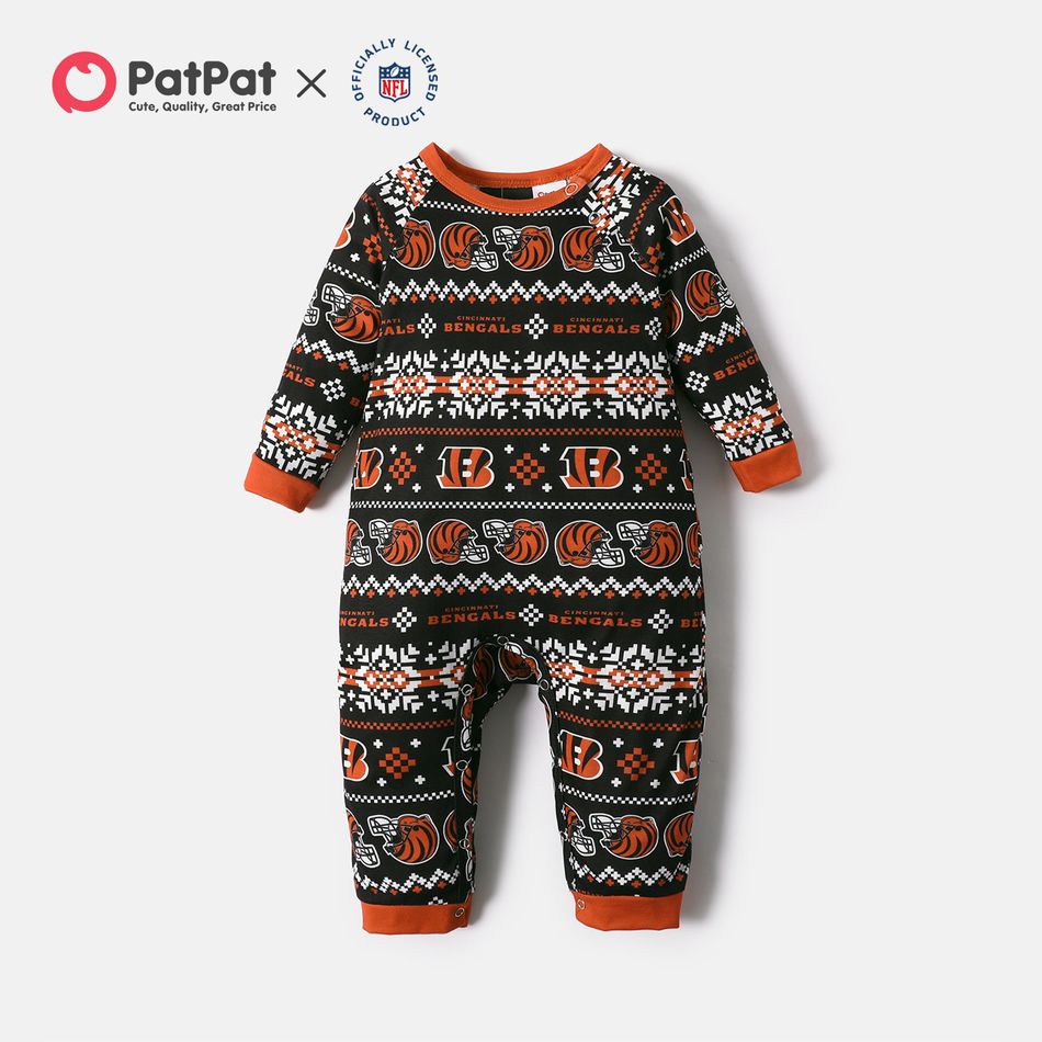 NFL Family Matching Graphic Top and Allover Pants Pajamas Sets (Cincinnati Bengals) DarkOrange big image 5