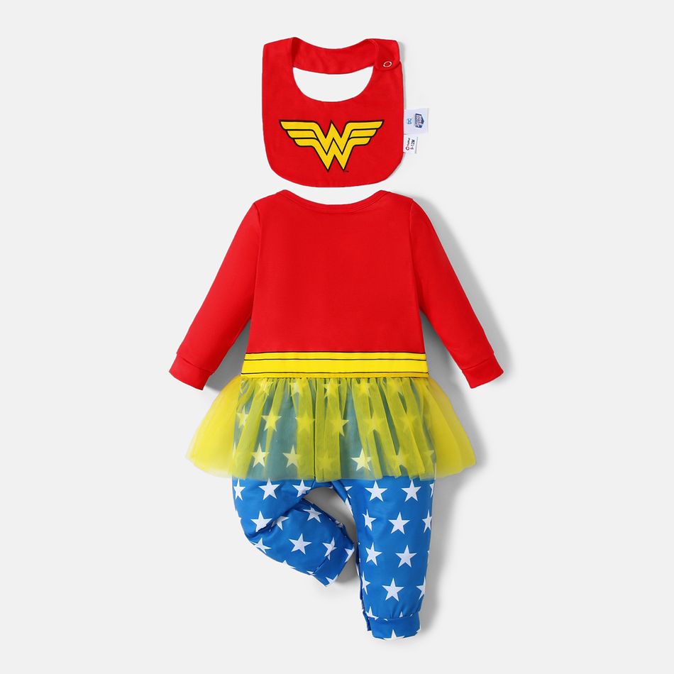 Justice League 2-piece Baby Girl  Super Heroes Tutu Jumpsuit with Bib Set Colorful big image 3