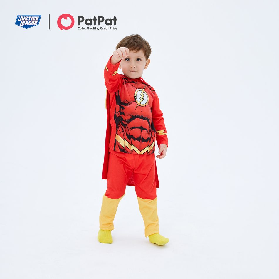 Justice League Toddler Boy/Girl Super Heroes Cosplay Costume With Hooded Cloak and Face Mask Red big image 3