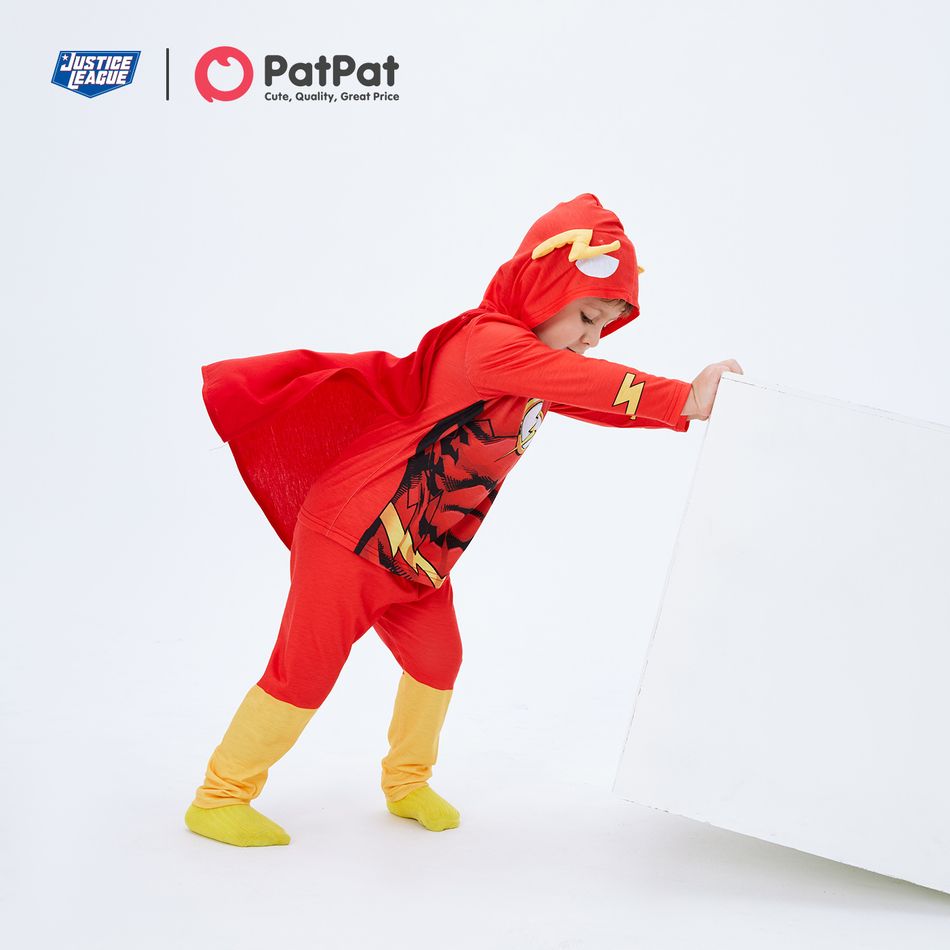 Justice League Toddler Boy/Girl Super Heroes Cosplay Costume With Hooded Cloak and Face Mask Red big image 6
